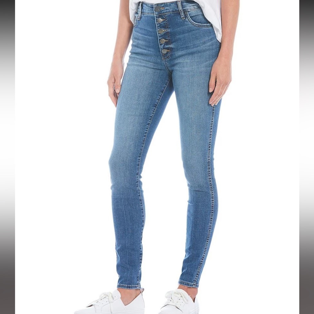 KUT From The Cloth Mia High Rise Skinny Button Fly‎ Women 0 Dark Wash Blue Denim